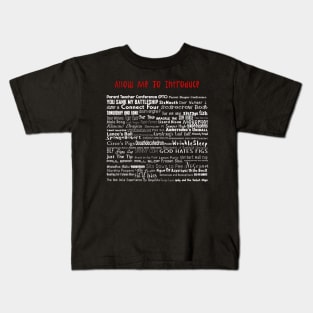 Parks and Rec Andy's Band Names- Mouserat and more! Kids T-Shirt